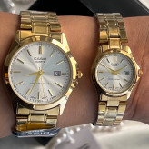ساعت کاسیو صفحه گرد طلایی صفحه سفید